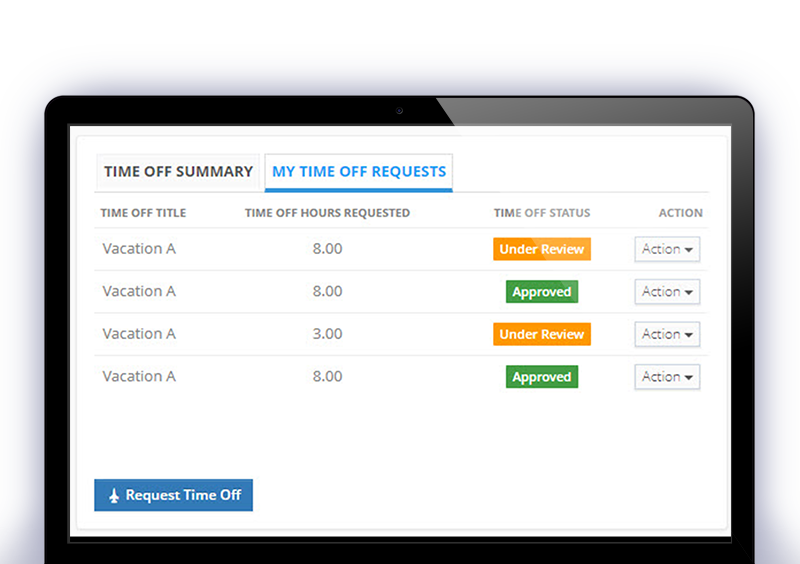 OnCore Timetrack timeoff requests